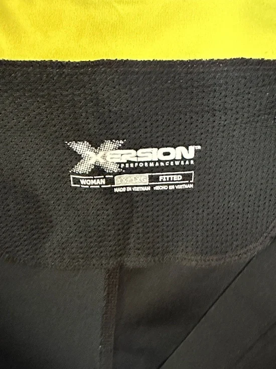 Xersion Black Capris with Yellow & Green Piping - Picture 5 of 6